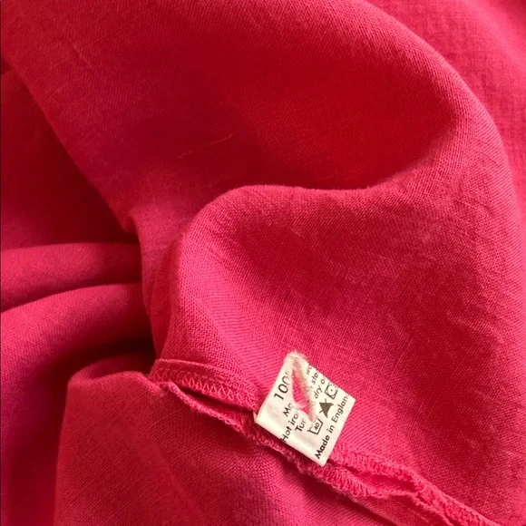 eskandar 100% Linen Long Caftan Fuchsia Pink Dress - Picture 9 of 10